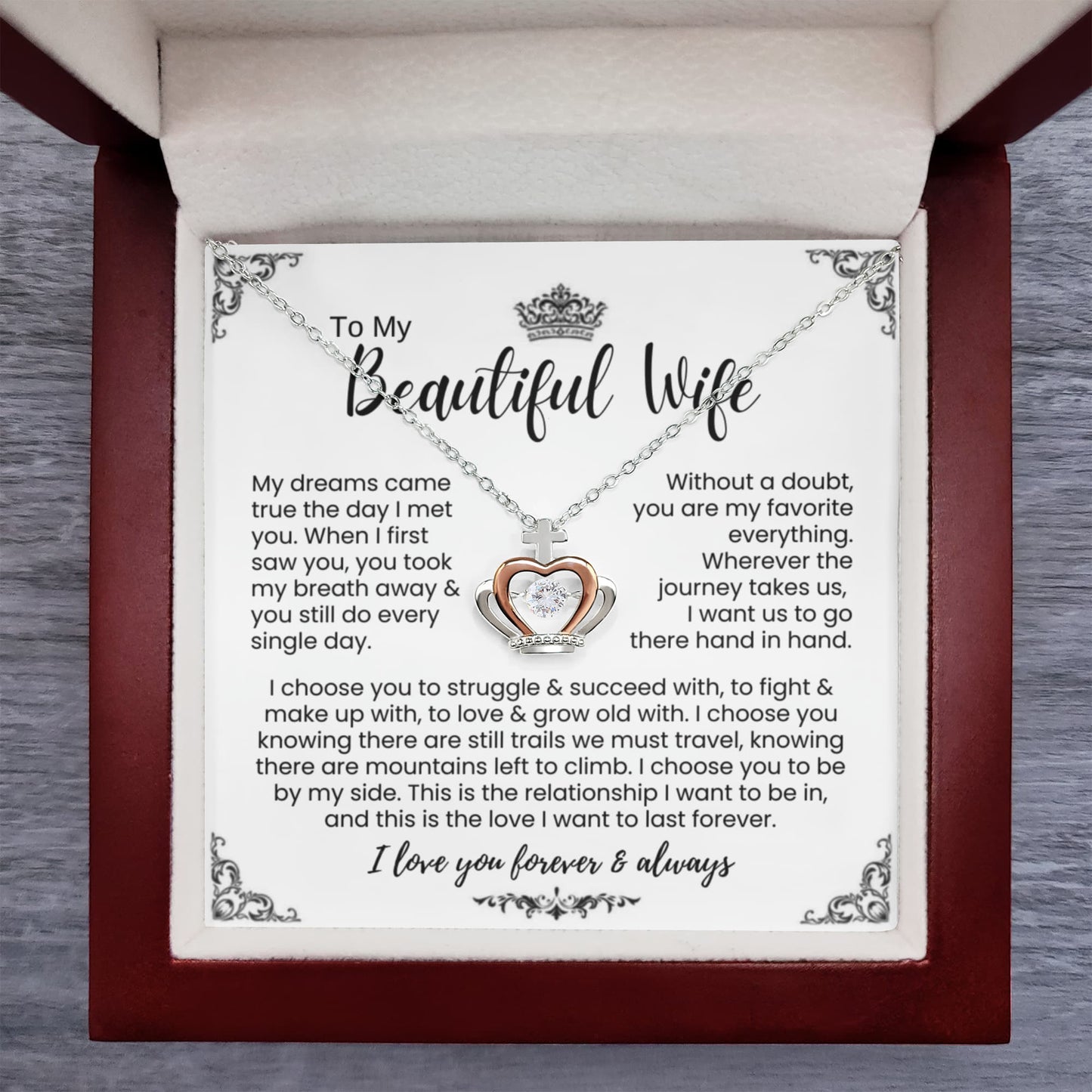 To My Wife - Crown Necklace - I Choose You