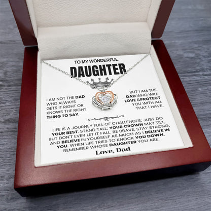 To My Daughter - Crown Necklace - Believe in Yourself