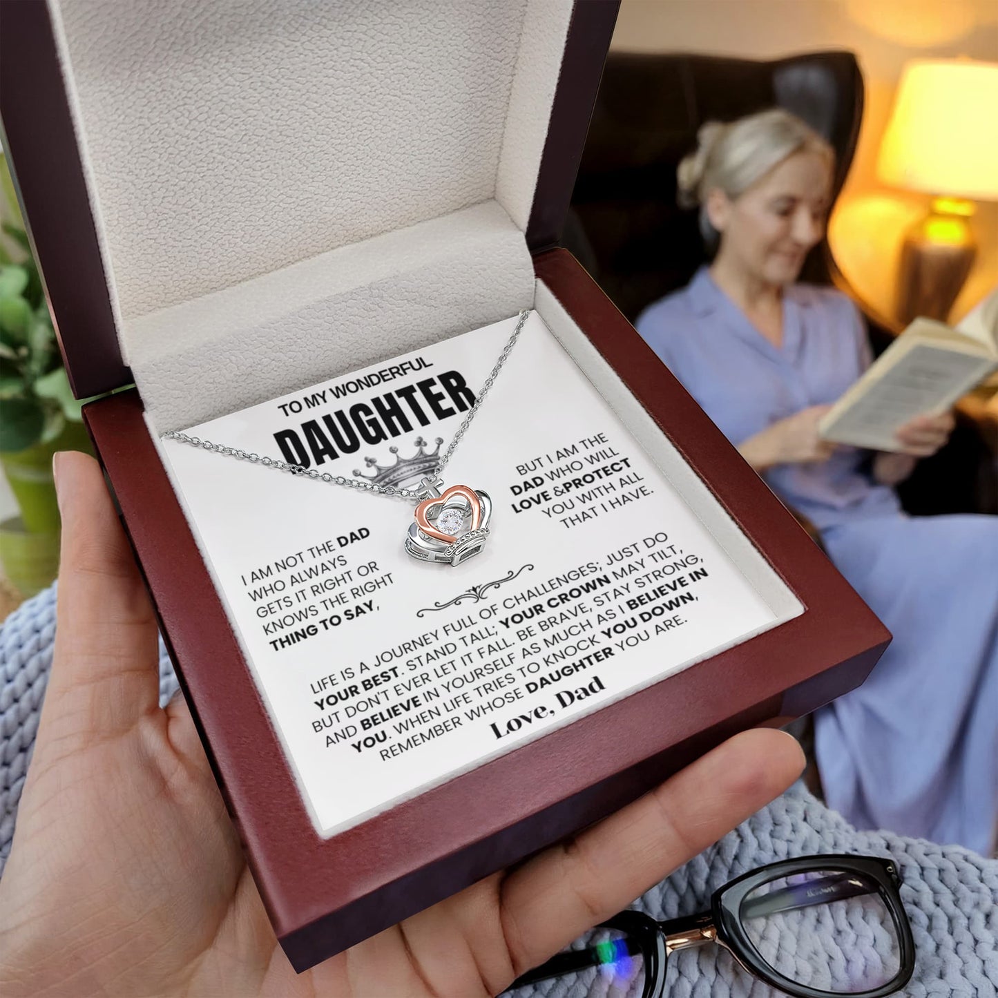 To My Daughter - Crown Necklace - Believe in Yourself