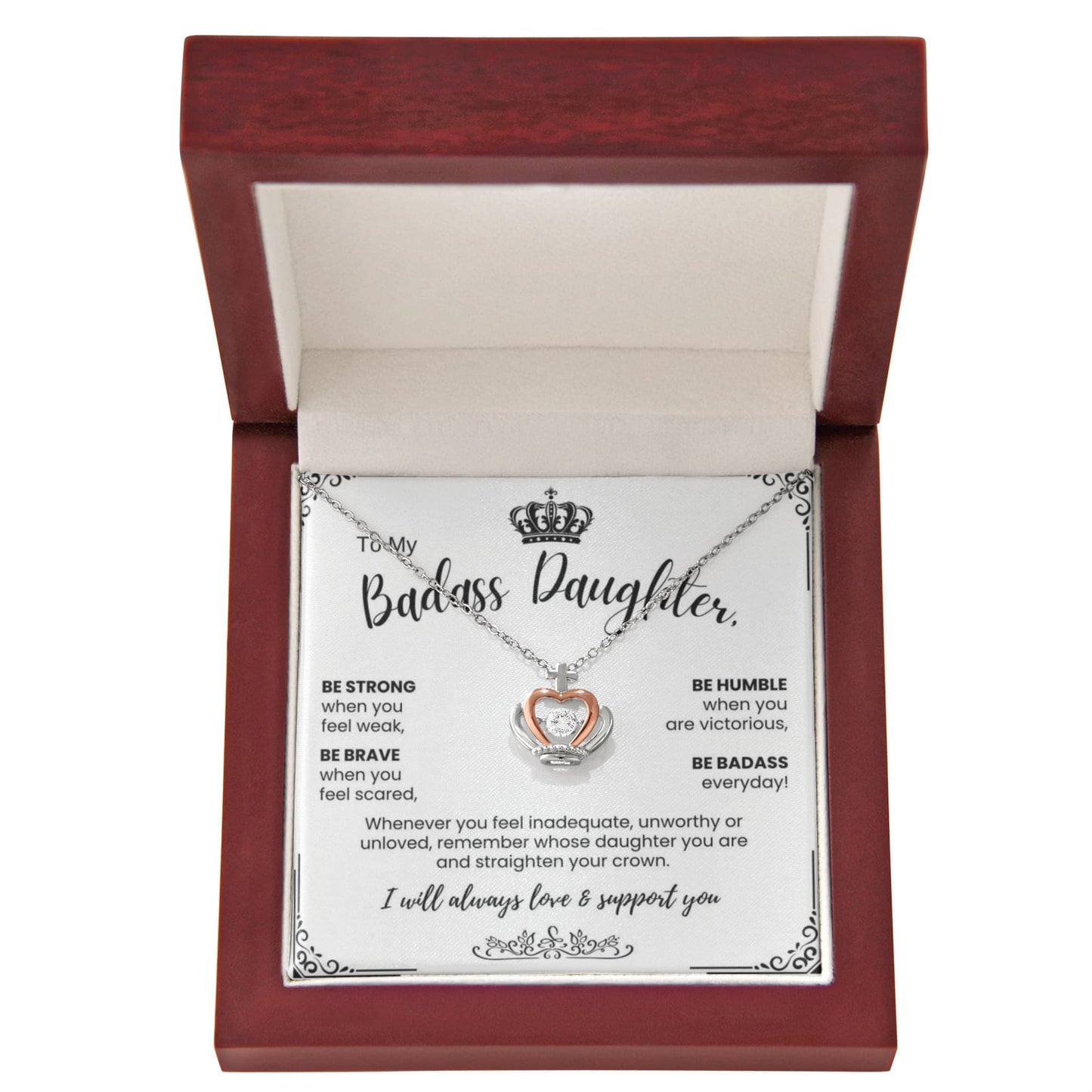 To My Badass Daughter - Crown Necklace - Straighten Your Crown Gift
