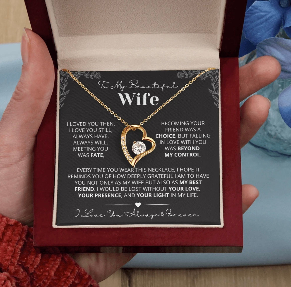 To My Wife - Love Heart Necklace - You Are My Best Friend