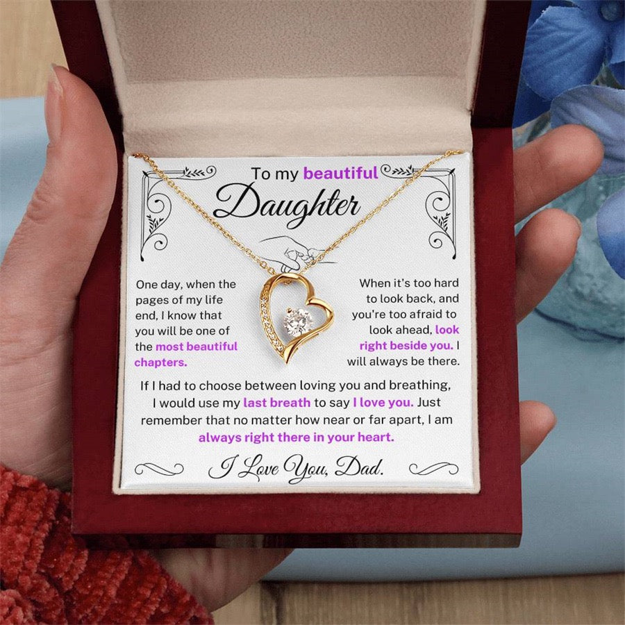 To My Daughter - Love Heart Necklace - You Are the Most Beautiful Chapter
