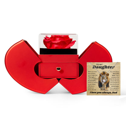 To My Daughter Necklace from Dad - Love Heart Necklace - Eternal Rose Gift Box