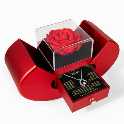To My Wife Necklace - Love Heart Necklace - Eternal Rose Gift Box  - Love You Always