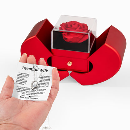 To My Wife - Love Heart Necklace - Eternal Rose Gift Box