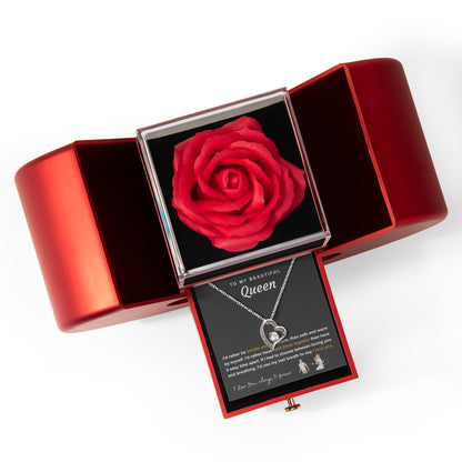 To My Queen Necklace - Love Heart Necklace - Eternal Rose Gift Box  - Rather Beside You