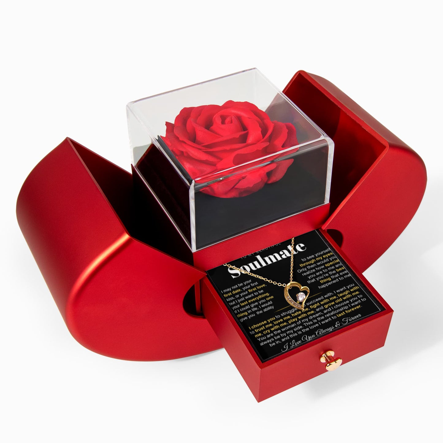To My Wife Necklace - Love Heart Necklace - Eternal Rose Gift Box  - I Choose You