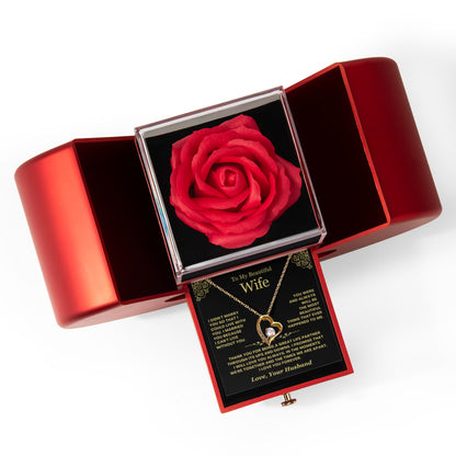 To My Wife Necklace - Love Heart Necklace - Eternal Rose Gift Box  - Love You Always