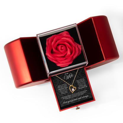 To My Wife Necklace - Love Heart Necklace - Eternal Rose Gift Box  - Rather Beside You