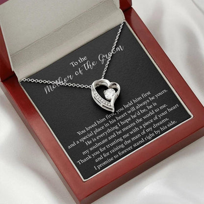 To the Mother of the Groom - Love Heart Necklace - Thank You