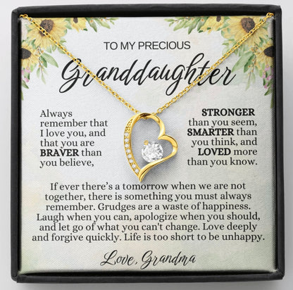 To My Granddaughter - Love Heart Necklace - Loved More Than You Know Gift