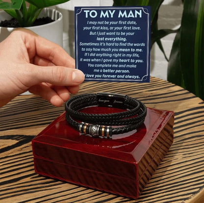 To My Man - Love You Forever Bracelet - You Are My Rock Message Card Gift