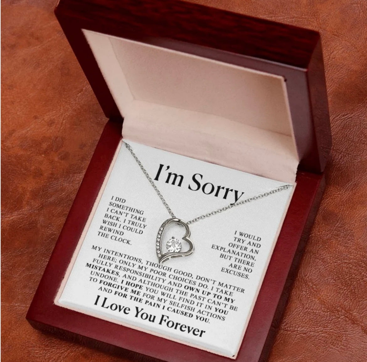 To My Love - Love Heart Necklace - I Am Sorry