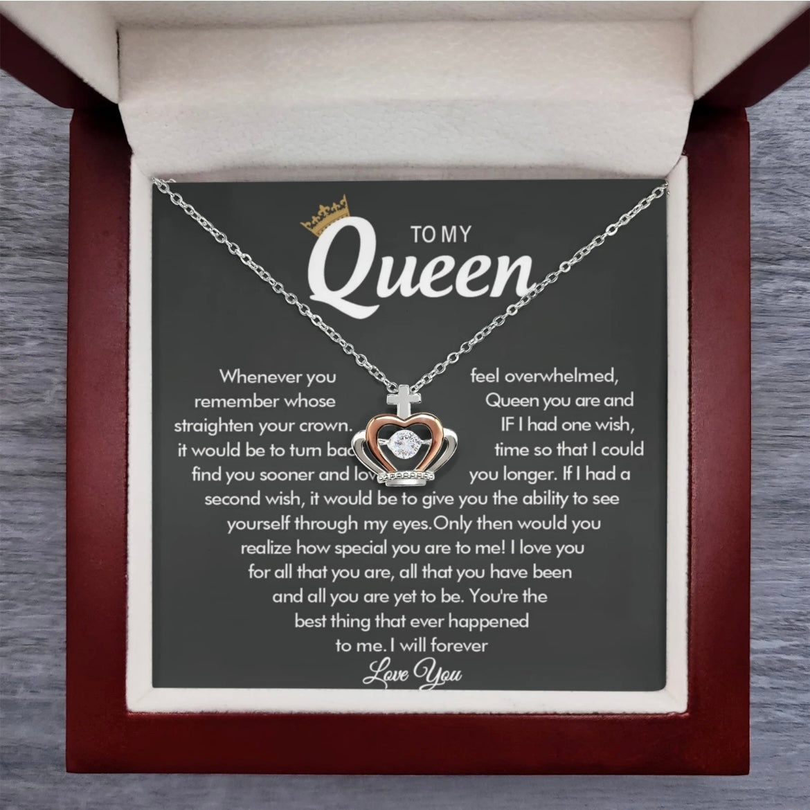 To My Queen - Crown Necklace - Love You Forever