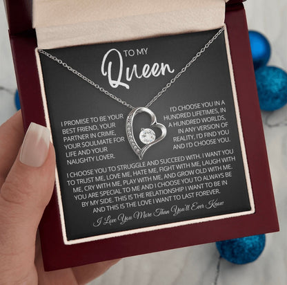 To My Queen Necklace - Love Heart Necklace - I Choose You Gift from Husband