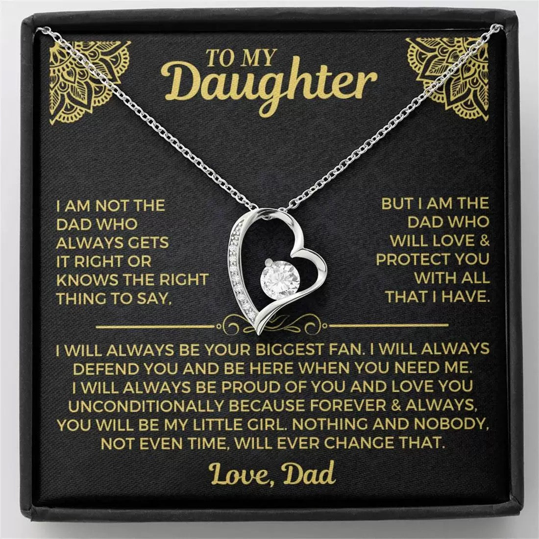 To My Daughter - Love Heart Necklace - Proud to be your father