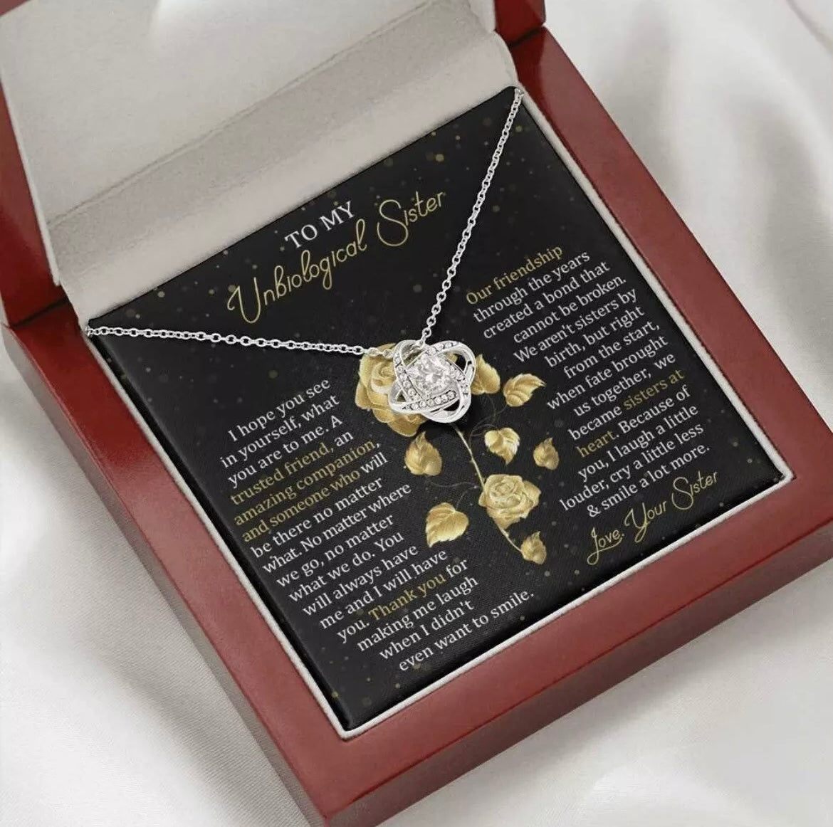 To My Unbiological Sister - Love Knot Necklace - Sisters at Heart