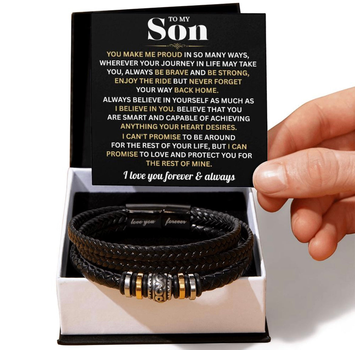 You Make Me Proud - Bracelet Gift for Son from Dad and Mom