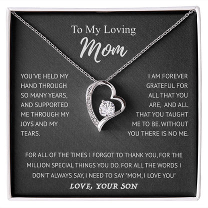 To My Mom - Love Heart Necklace - from Son