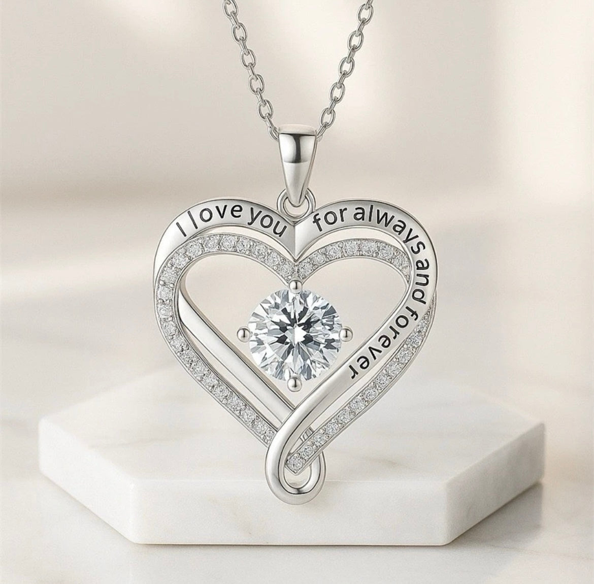 To My Wife - Double Hearts Necklace - Rather Beside You Christmas Anniversary Valentine's Day Gift