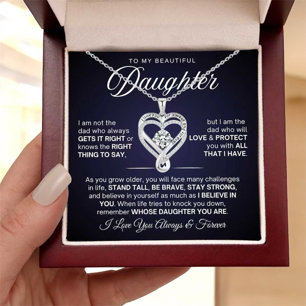 To My Daughter - Double Hearts Necklace - Believe In Yourself Gift