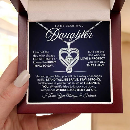 To My Daughter - Double Hearts Necklace - Believe In Yourself Gift