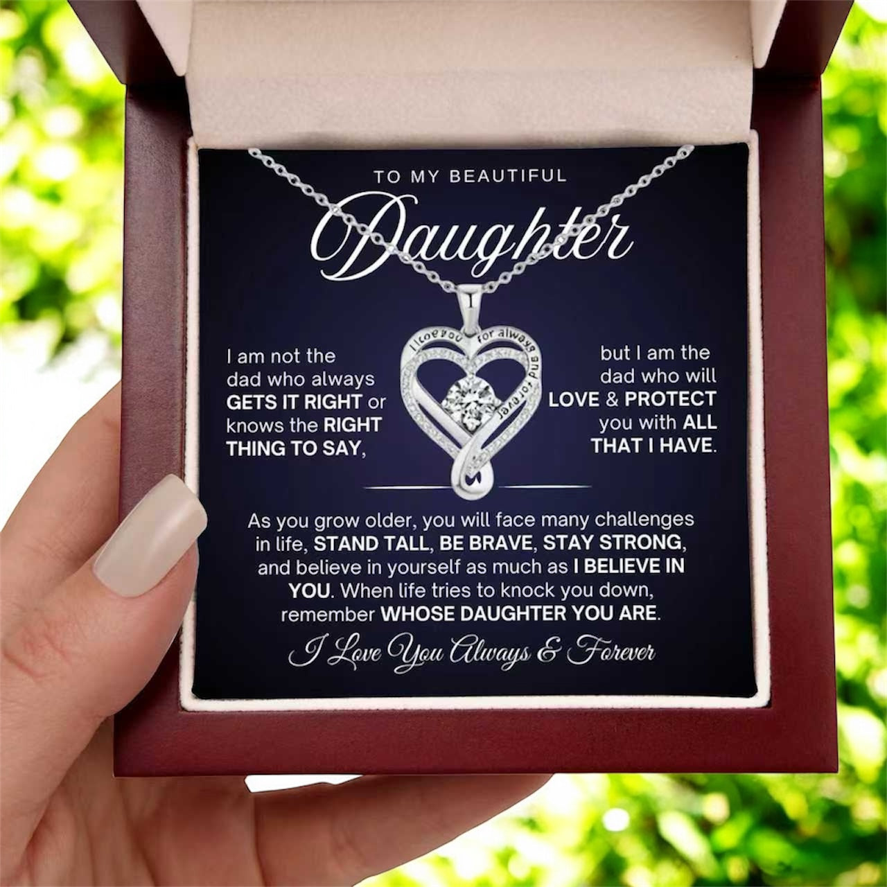 To My Daughter - Double Hearts Necklace - Believe In Yourself Gift