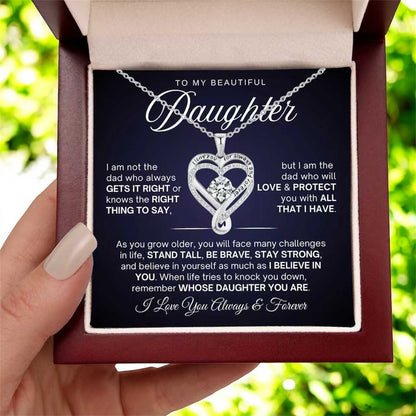 To My Daughter - Double Hearts Necklace - Believe In Yourself Gift