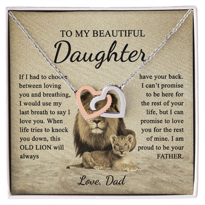 To My Daughter from Dad - Linked Hearts Necklace - Love You Forever