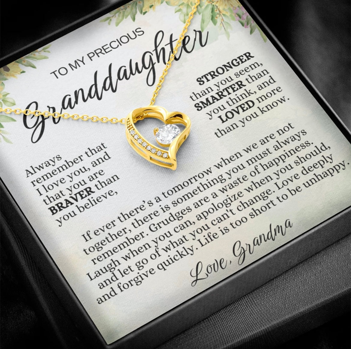 To My Granddaughter - Love Heart Necklace - Loved More Than You Know Gift