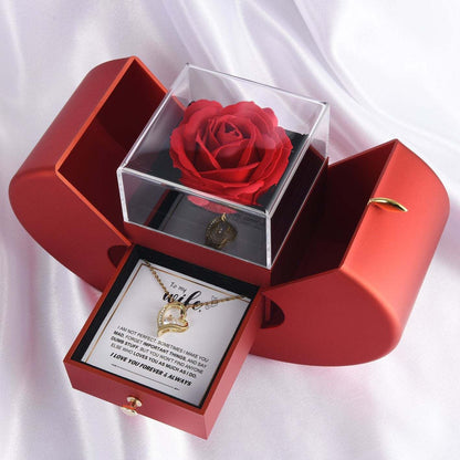 To My Wife Necklace - Love Heart Necklace - Eternal Rose Gift Box
