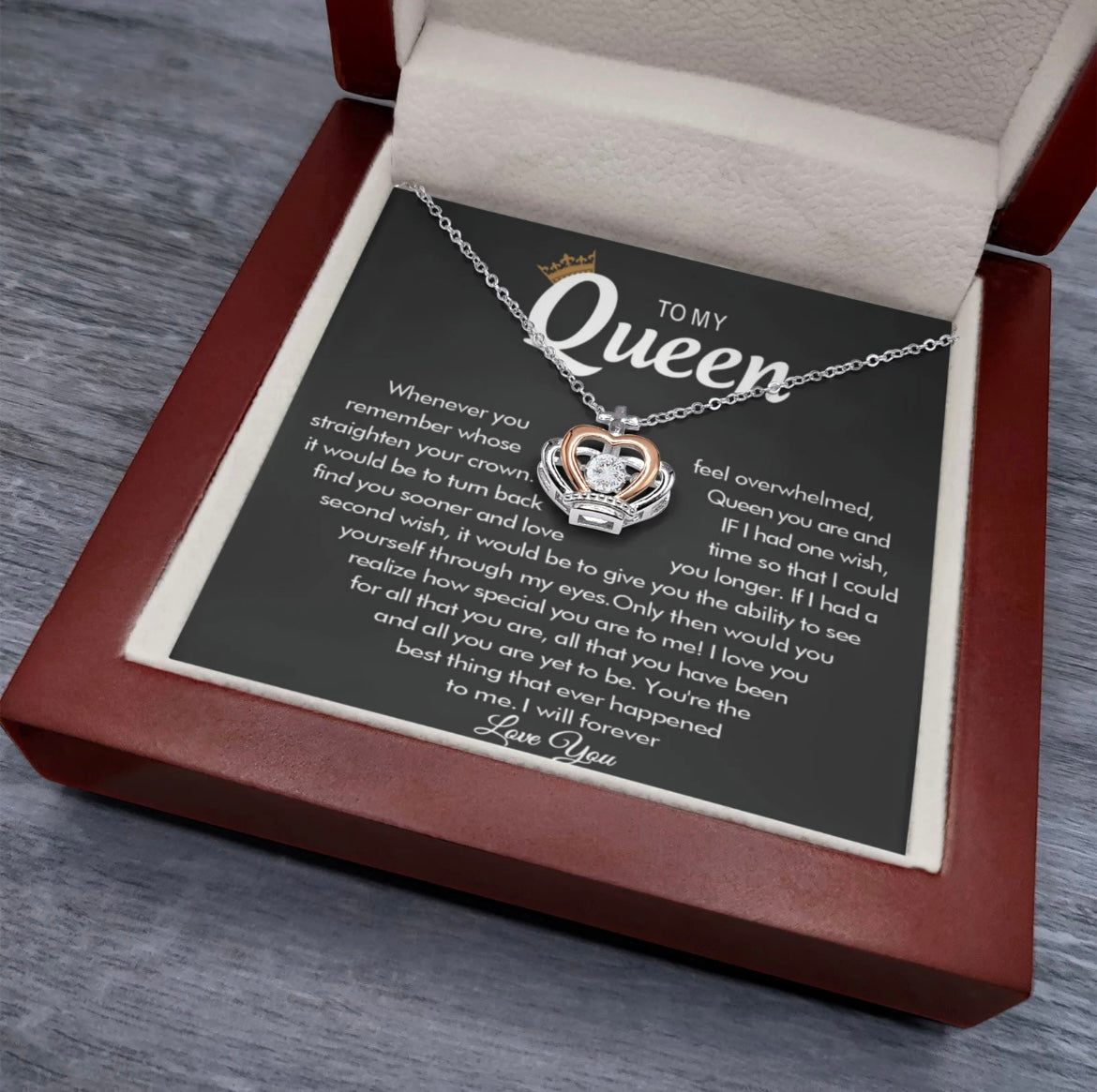 To My Queen - Crown Necklace - Love You Forever