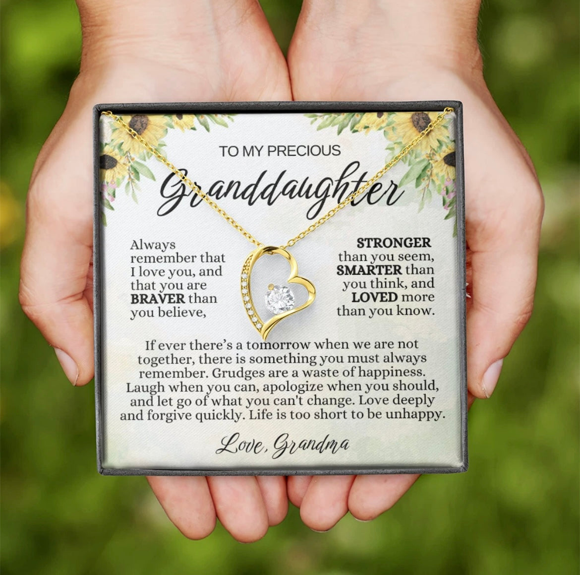 To My Granddaughter - Love Heart Necklace - Loved More Than You Know Gift