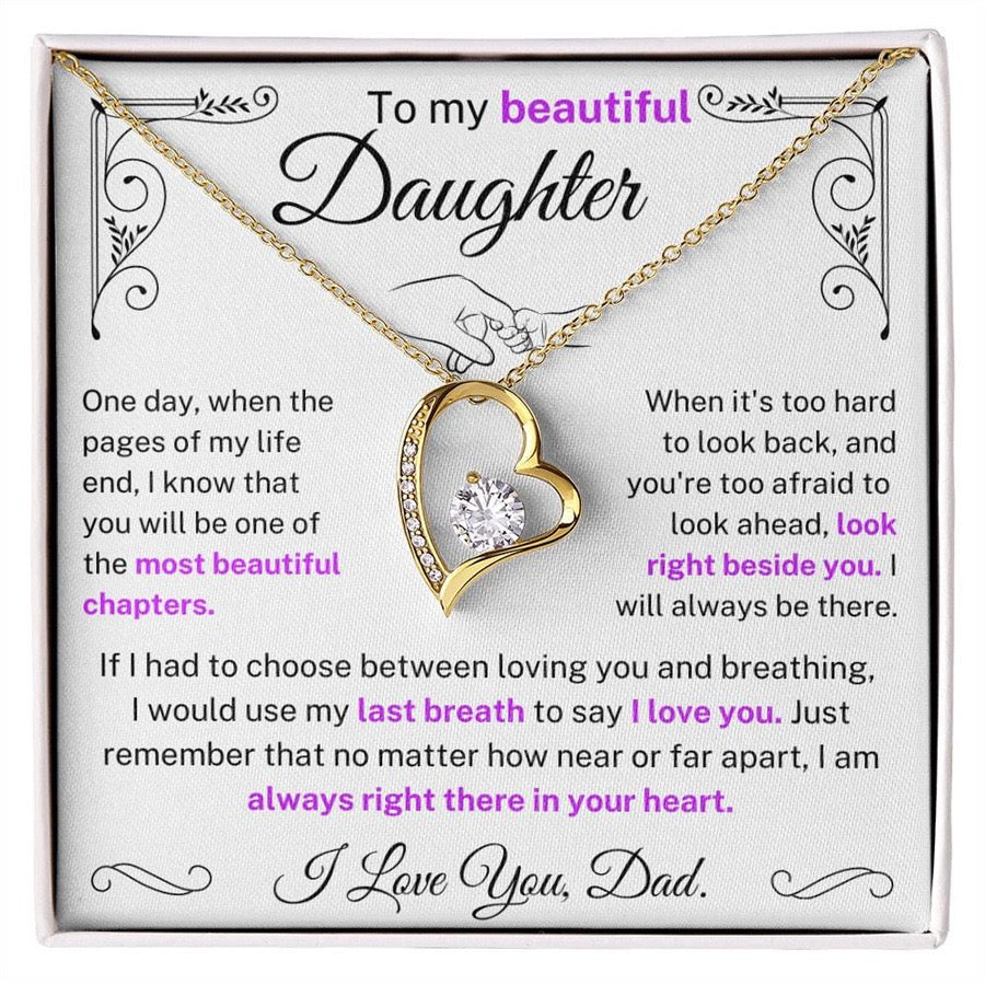 To My Daughter - Love Heart Necklace - You Are the Most Beautiful Chapter