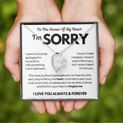 To the Owner of My Heart - Love Heart Necklace - I Am Sorry