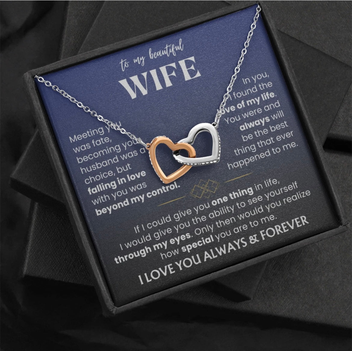 To My Wife - Linked Hearts Necklace - Love You Always