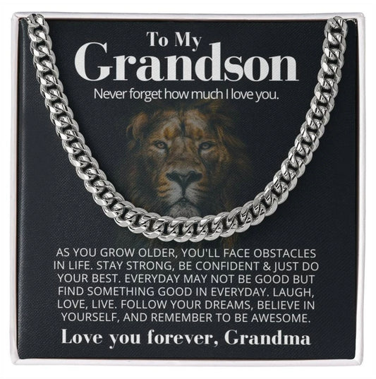To My Grandson - Cuban Link Necklace - Gift From Grandma