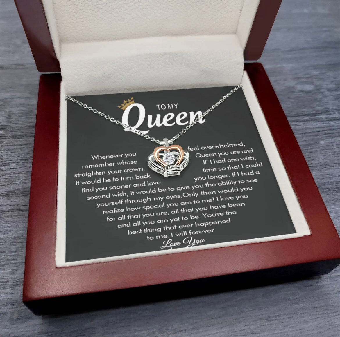 To My Queen - Crown Necklace - Love You Forever