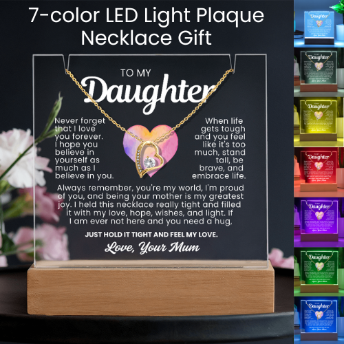 To My Daughter Necklace - Acrylic Plaque Nightlight LED Lamp Heartfelt Message gift