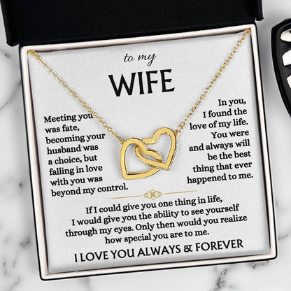 To My Wife - Linked Hearts Necklace - You Are The Best Thing Message Card Gift