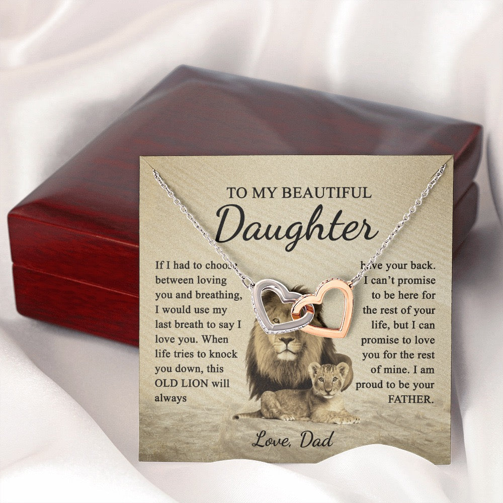 To My Daughter from Dad - Linked Hearts Necklace - Love You Forever