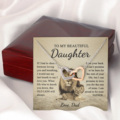 To My Daughter from Dad - Linked Hearts Necklace - Love You Forever