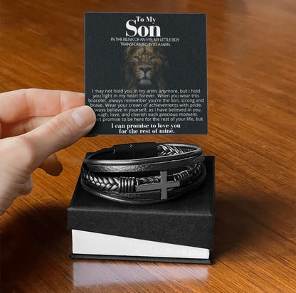 To My Son - Cross Bracelet - You Are the Lion Message Card Gift