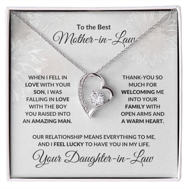 To My Mother In Law - Love Heart Necklace - Lucky to Have You In My Life