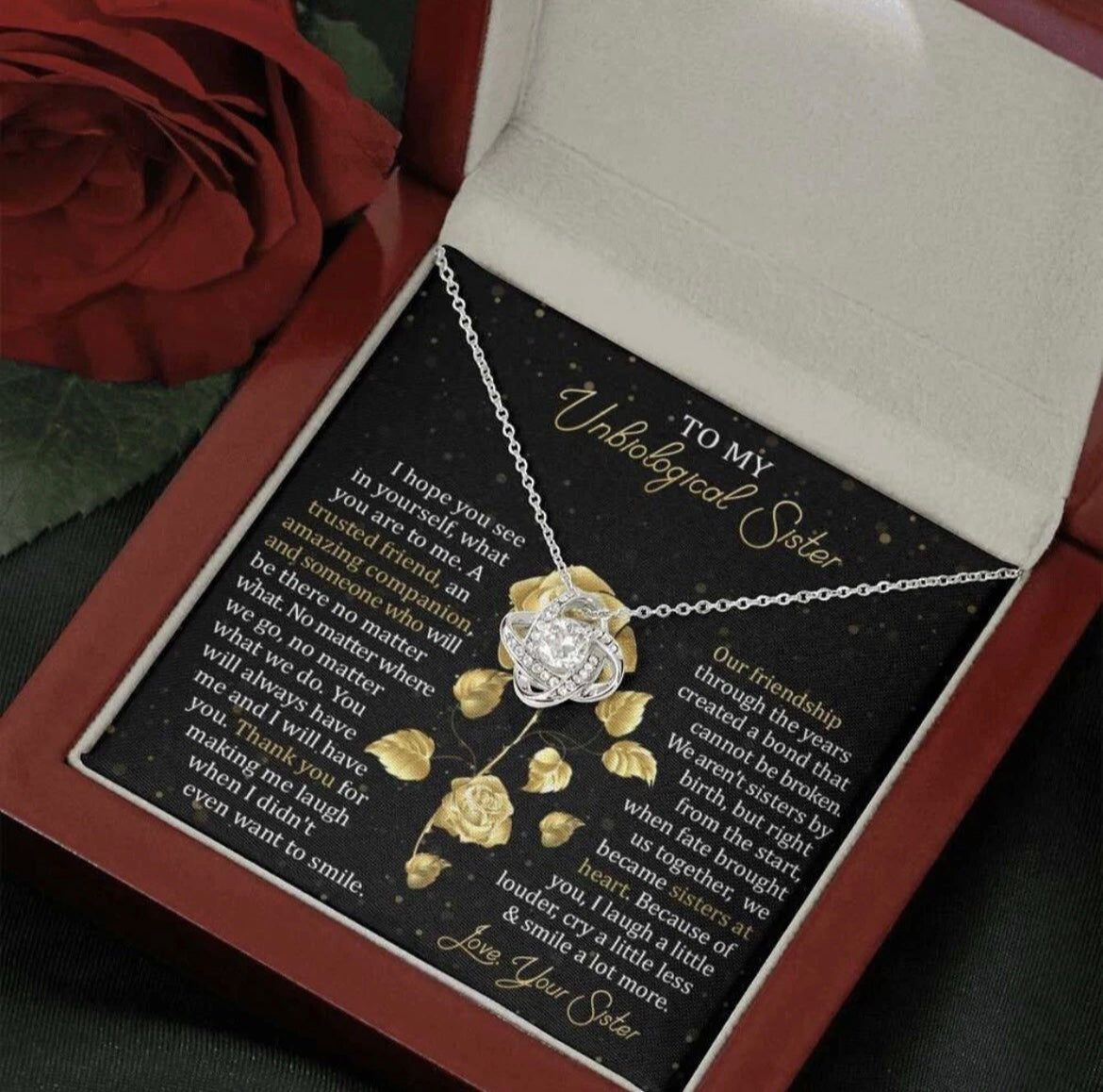 To My Unbiological Sister - Love Knot Necklace - Sisters at Heart