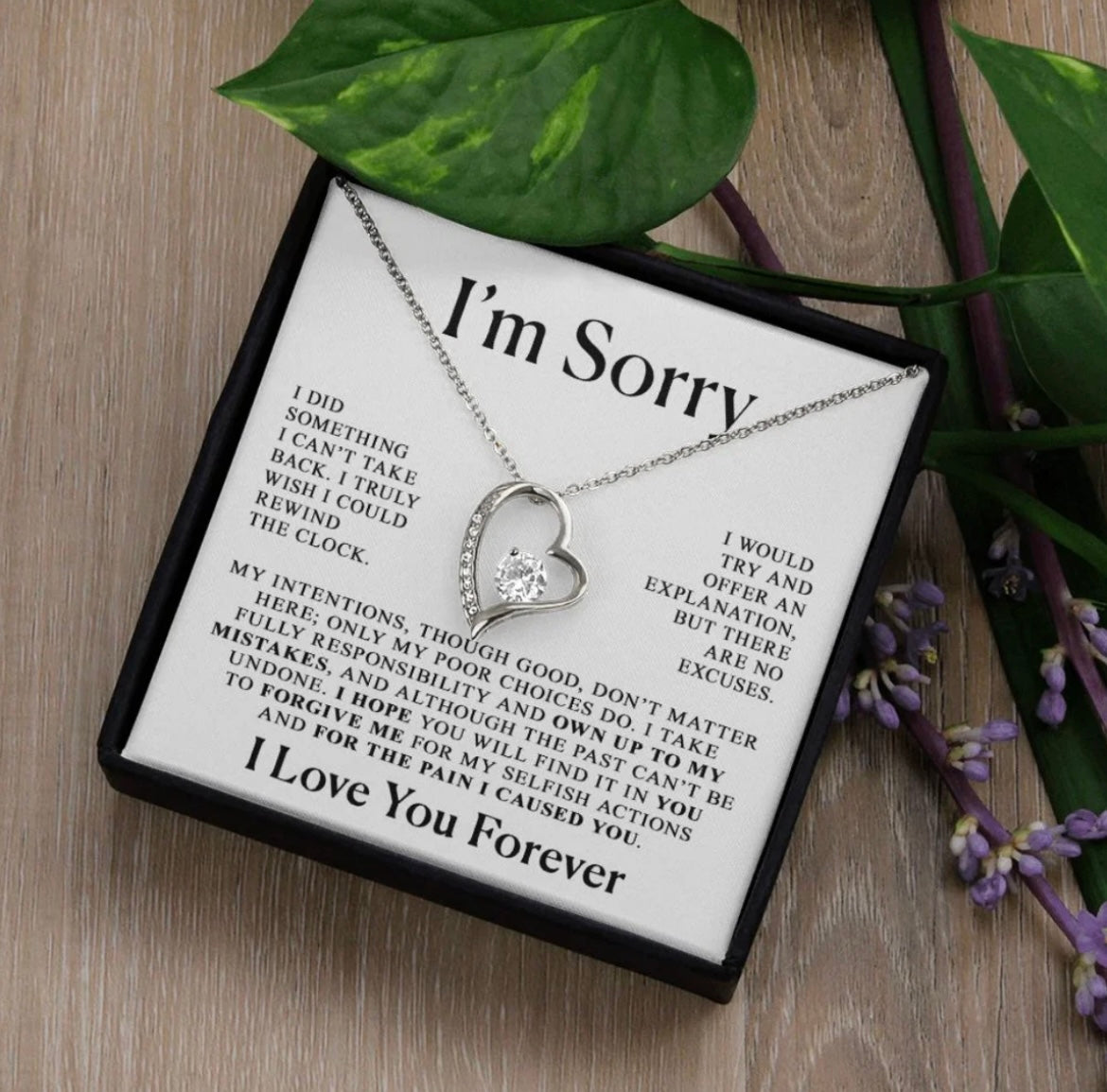 To My Love - Love Heart Necklace - I Am Sorry