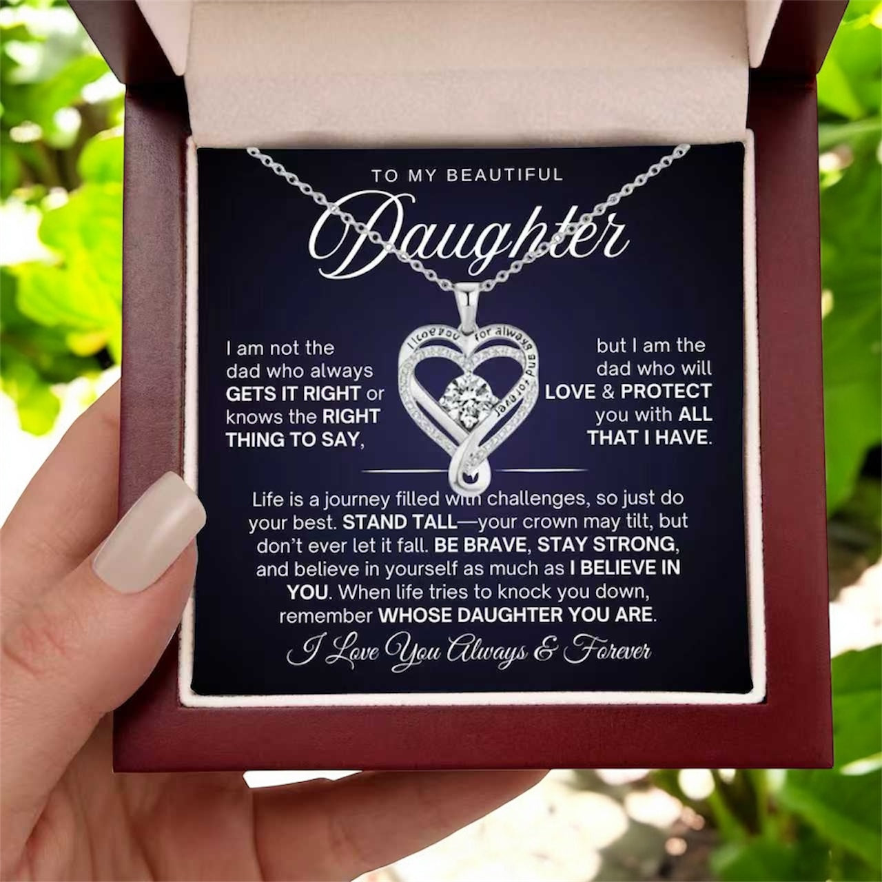 To My Daughter - Double Hearts Necklace - Believe In Yourself Gift