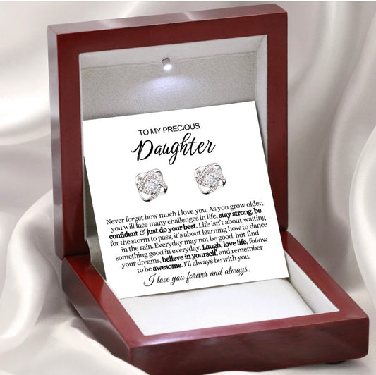 To My Daughter - Love Knot Earrings- Love You Forever