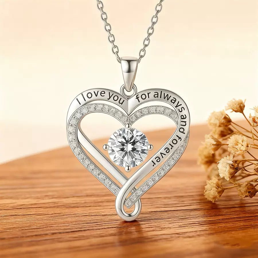 To My Wife - Double Hearts Necklace - Rather Beside You Christmas Anniversary Valentine's Day Gift