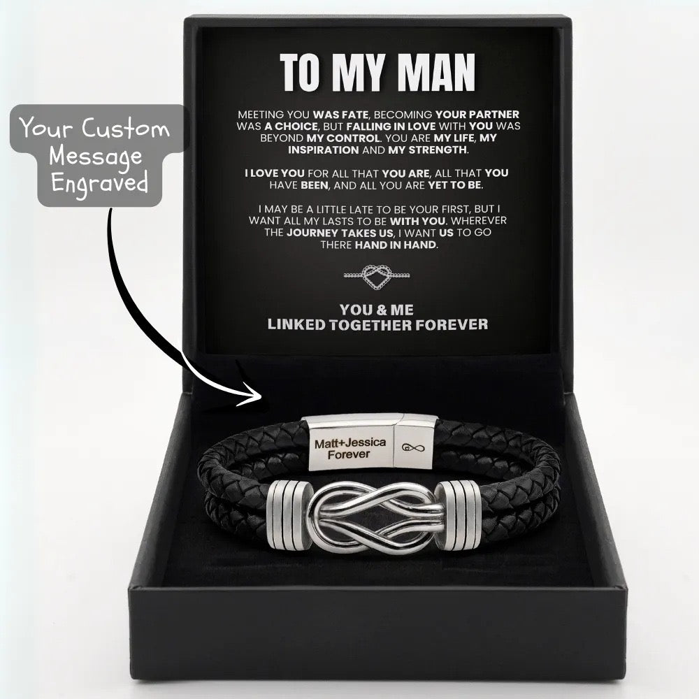 To My Man - Custom Name Bracelet - Linked Together Forever